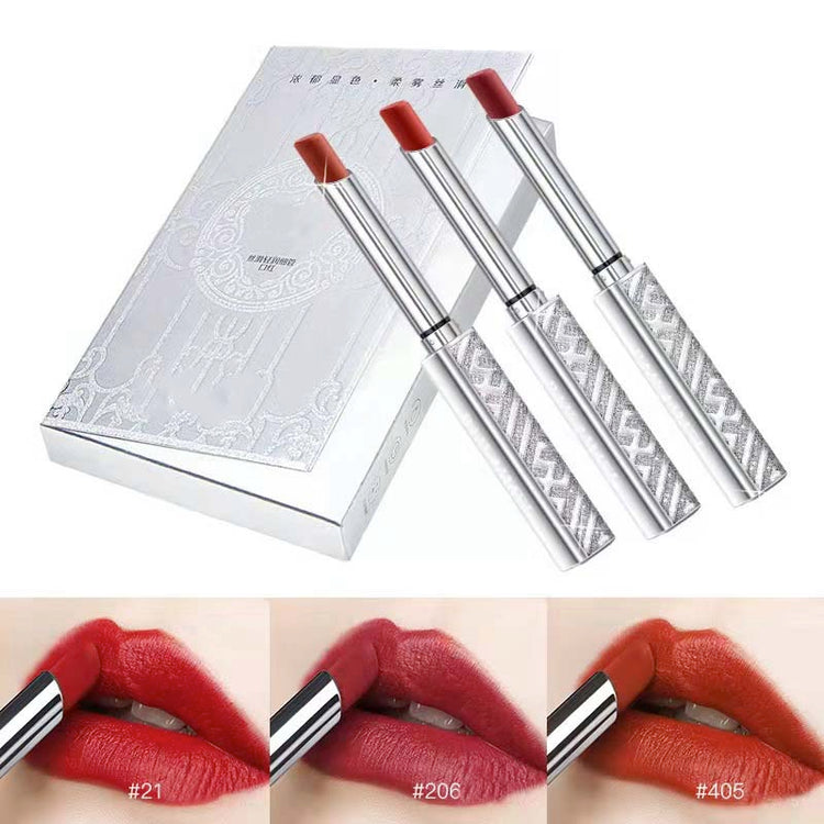 a gift box with 3 different colors lipstick